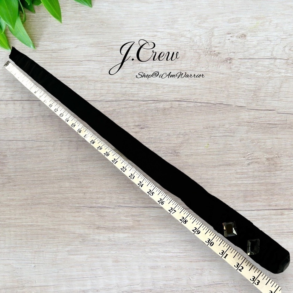 J.Crew Vintage Black Grosgrain Ribbon Belt w/ Smoky Crystal Squares @iamwarrior - Picture 8 of 9